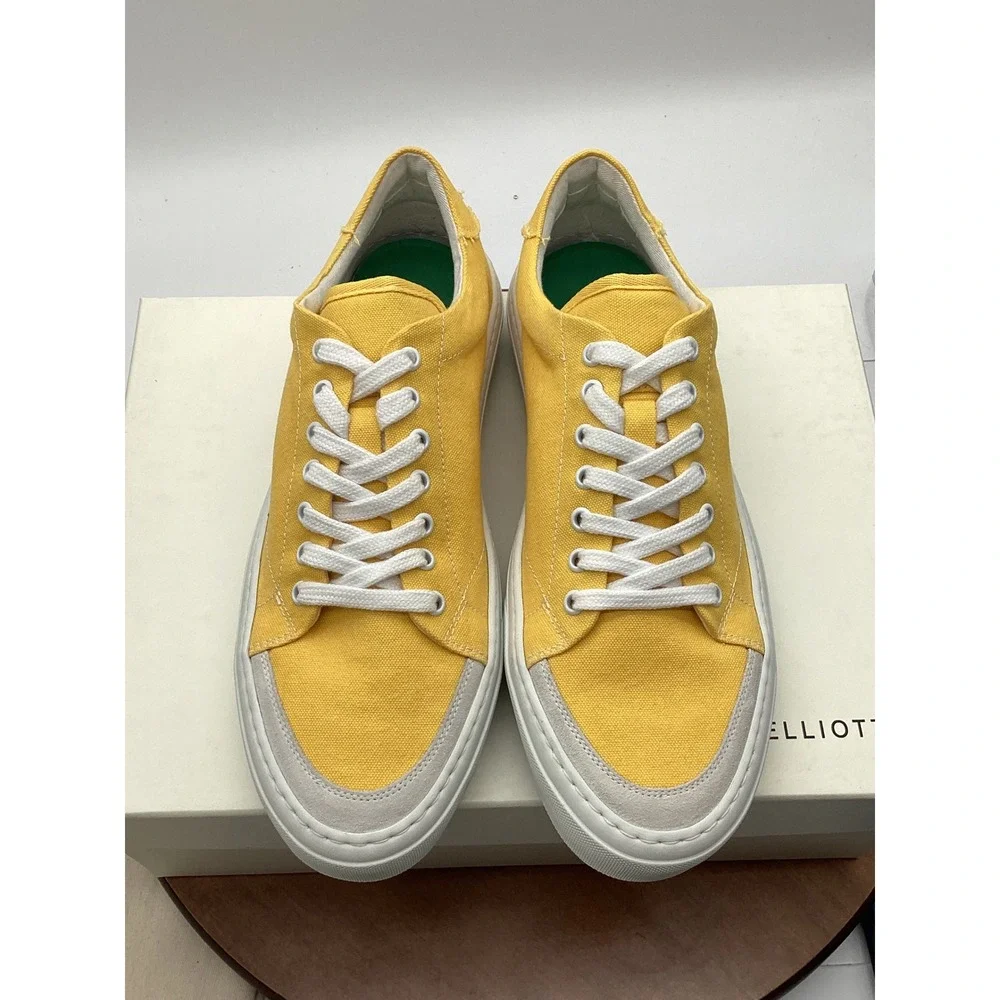 John Elliott Yellow Canvas Low Top Sneakers Suede Trim Mens Size 42 IT 9‎ US